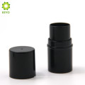 empty cosmetic round pink black colored plastic lip balm tube